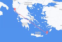 Vluchten van Karpathos, Griekenland naar Korfoe, Griekenland
