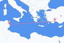 出发地 突尼斯出发地 莫纳斯提尔目的地 土耳其安塔利亚的航班
