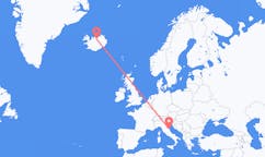 Flights from the city of Ancona, Italy to the city of Akureyri, Iceland