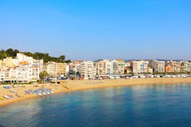 Photo of panoramic aerial view of beautiful Blanes in Costa Brava on a beautiful summer day, Spain.