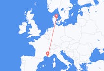 Vluchten van Marseille, Frankrijk naar Århus, Denemarken