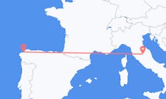 Flyg från La Coruña, Spanien till Perugia, Italien