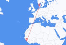 Flyrejser fra Freetown, Sierra Leone til Esbjerg, Danmark