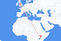 Flyrejser fra Eldoret, Kenya til Bristol, England