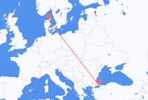 Vluchten van Aalborg, Denemarken naar Istanboel, Turkije
