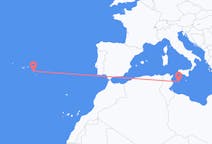 Fly fra Lampedusa til Ponta Delgada