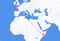 Flyg från Mogadishu, Somalia till Brest, Frankrike