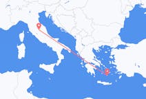 イタリアのペルージャから、ギリシャのサントリーニ島までのフライト
