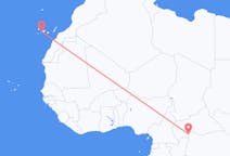 중앙 아프리카 공화국 방기에서 출발해 스페인 산세바스티안 데 라 고메라로(으)로 가는 항공편