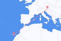 Flyreiser fra Las Palmas de Gran Canaria, Spania til Graz, Østerrike