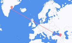 Flüge von Kulusuk, Grönland nach Erzurum, die Türkei