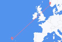 Loty z miasta Horta, Azores do miasta Stavanger