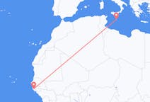 Vluchten van Ziguinchor, Senegal naar Malta, Malta