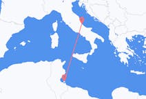 チュニジアのジェルバ島から、イタリアのペスカーラまでのフライト