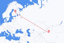Flyg från Korla, Kina till Kuopio, Finland