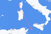Vols depuis la ville d'Ajaccio vers la ville de Pantelleria