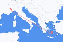 Vols depuis la ville de Coni vers la ville de Santorin