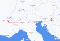 Flyg från Zagreb, Kroatien till Chambery, Frankrike
