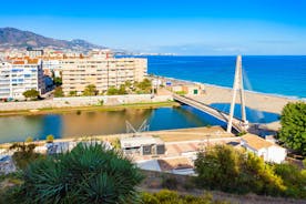 Photo of aerial panoramic view of Fuengirola city beach and marina, Fuengirola is a city on the Costa del Sol in the province of Malaga in the Andalusia, Spain.