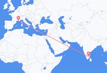 Flyreiser fra Tiruchirappalli, India til Marseille, Frankrike