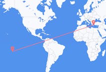Flyrejser fra Fakarava, Fransk Polynesien til Santorini, Grækenland