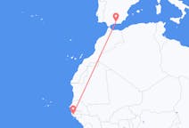 出发地 塞内加尔济金绍尔目的地 西班牙格拉纳达的航班