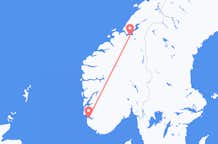 ノルウェーのスタヴァンゲルから、ノルウェーのトロンハイムまでのフライト