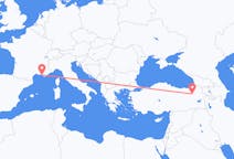 Fly fra Erzurum til Marseille