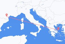 Vluchten van Carcassonne, Frankrijk naar Skyros, Griekenland
