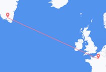 Flyrejser fra Narsarsuaq, Grønland til Paris, Frankrig