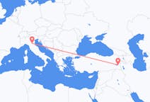 Vluchten van Van, Turkije naar Bologna, Italië