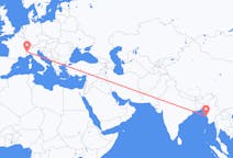 Flights from Kyaukpyu, Myanmar (Burma) to Turin, Italy