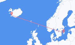 Fly fra byen Reykjavik til byen Visby