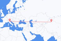 Flyreiser fra Ürümqi, Kina til Bologna, Italia