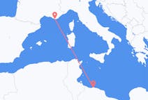 Flyg från Tripoli, Libyen till Toulon, Frankrike