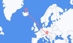 Vluchten van Grimsey, IJsland naar Graz, Oostenrijk