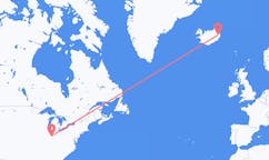 Flyg från Indianapolis, USA till Egilsstaðir, Island