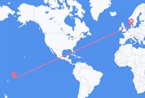 Flyg från Apia, Samoa till Karup, Mittjylland, Danmark