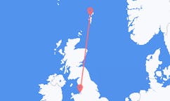 Vols depuis la ville de Liverpool vers la ville de Îles Shetland
