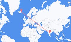 航班从印度海得拉巴 (巴基斯坦)市到埃伊尔斯塔济市，冰岛塞尔