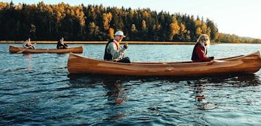 Premium guided Canoe Tour in lake Plateliai Handcrafted inventory and picnic set