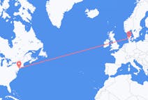 Flights from New York City, the United States to Billund, Denmark