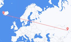 Vluchten van Öskemen, Kazachstan naar Reykjavík, IJsland
