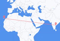 Flyreiser fra Vijayawada, India til Las Palmas de Gran Canaria, Spania