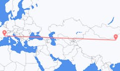 Flyrejser fra Hohhot, Kina til Nimes, Frankrig