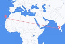出发地 印度出发地 哥印拜陀目的地 西班牙拉斯帕尔马斯的航班