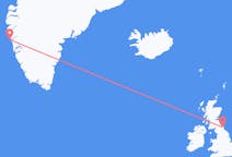 Flyg från Maniitsoq, Grönland till Newcastle upon Tyne, England