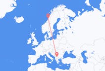 Flug frá Brønnøysund, Noregi til Skopje, Norður-Makedóníu