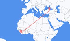 出发地 利比里亚蒙羅維亞目的地 土耳其托卡特的航班