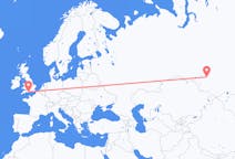 Vluchten van Novosibirsk, Rusland naar Bournemouth, Engeland